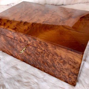 Luxury lockable thuya burl wooden jewellery Box holder with key